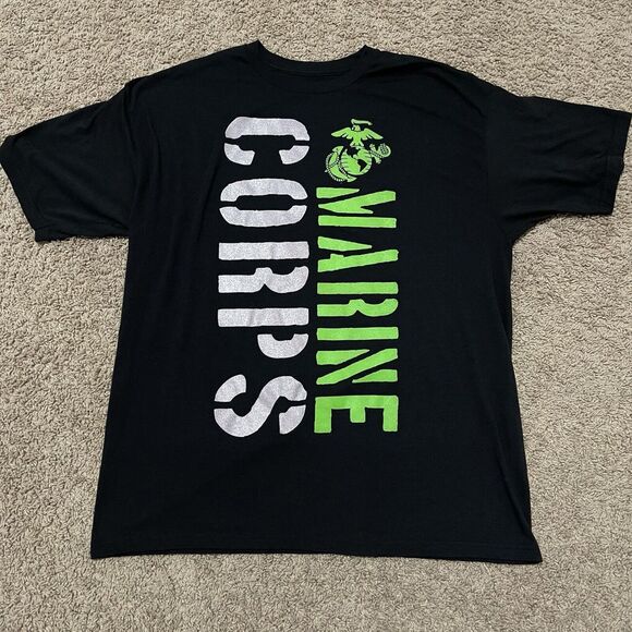 Marine Corps Shirt Mens XL Black Green Reflective USMC Army Black Ink Design - Picture 1 of 4